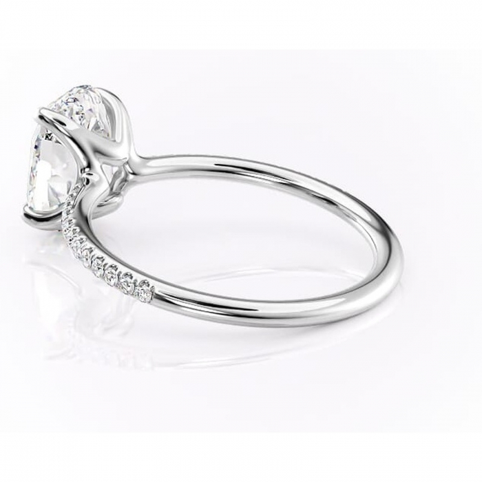Inel de logodnă Adelaide din aur Alb 14kt cu moissanite tăietură ovală – Montură pavé rafinată pentru profil jos | Personalizează și configurează gratuit online [5]