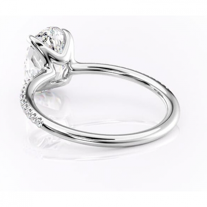 Inel de logodnă Adelaide din aur Alb 14kt cu moissanite tăietură ovală – Montură pavé rafinată pentru profil jos | Personalizează și configurează gratuit online [4]