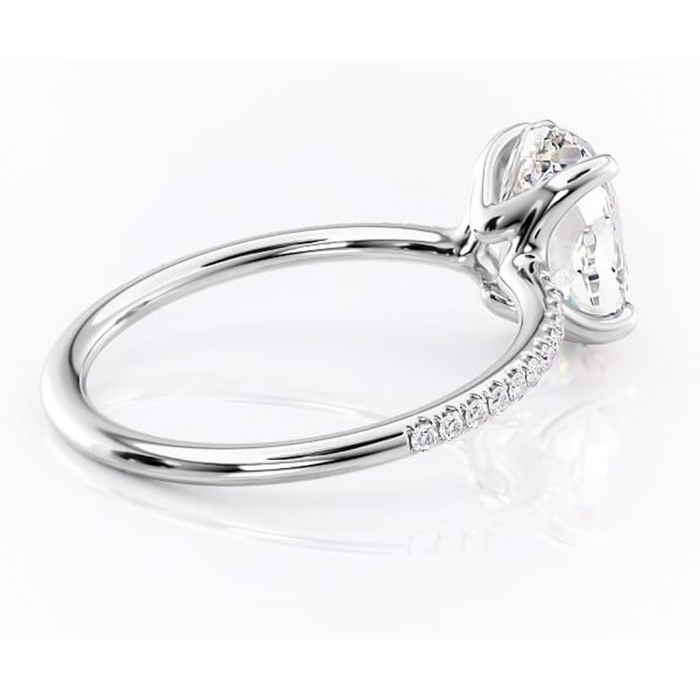Inel de logodnă Adelaide din aur Alb 14kt cu moissanite tăietură ovală – Montură pavé rafinată pentru profil jos | Personalizează și configurează gratuit online [3]