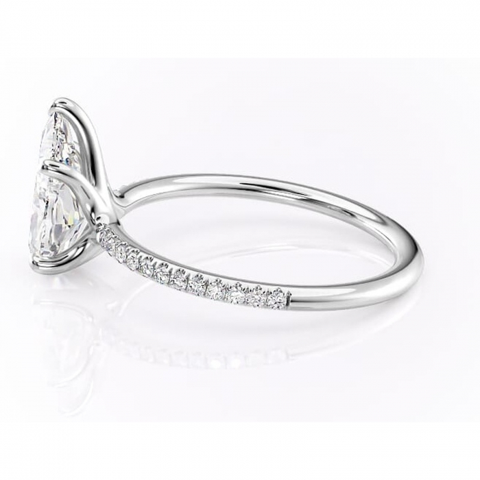 Inel de logodnă Adelaide din aur Alb 14kt cu moissanite tăietură pară – Montură pavé rafinată pentru profil jos | Personalizează și configurează gratuit online [6]