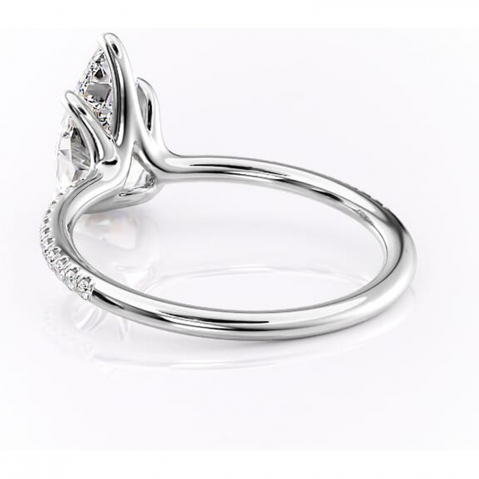 Inel de logodnă Adelaide din aur Alb 14kt cu moissanite tăietură pară – Montură pavé rafinată pentru profil jos | Personalizează și configurează gratuit online [4]