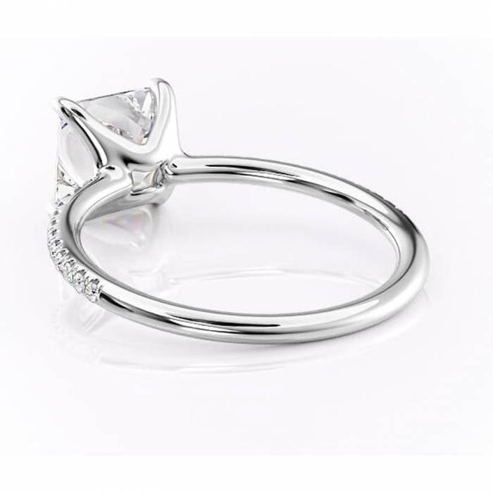 Inel de logodnă Adelaide din aur Alb 14kt cu moissanite tăietură princess – Montură pavé rafinată pentru profil jos | Personalizează și configurează gratuit online [4]
