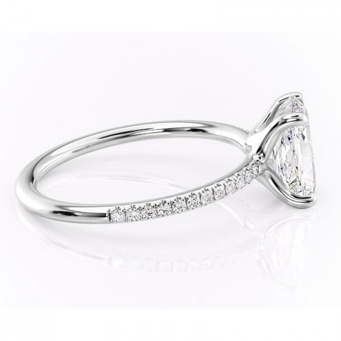 Inel de logodnă Adelaide din aur Alb 14kt cu moissanite tăietură radiantă – Montură pavé rafinată pentru profil jos | Personalizează și configurează gratuit online [2]
