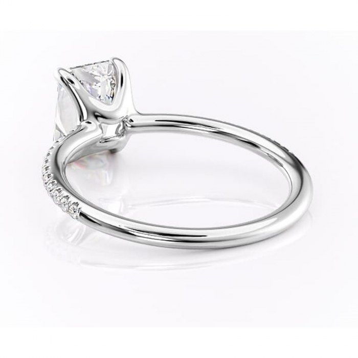 Inel de logodnă Adelaide din aur Alb 14kt cu moissanite tăietură radiantă – Montură pavé rafinată pentru profil jos | Personalizează și configurează gratuit online [4]