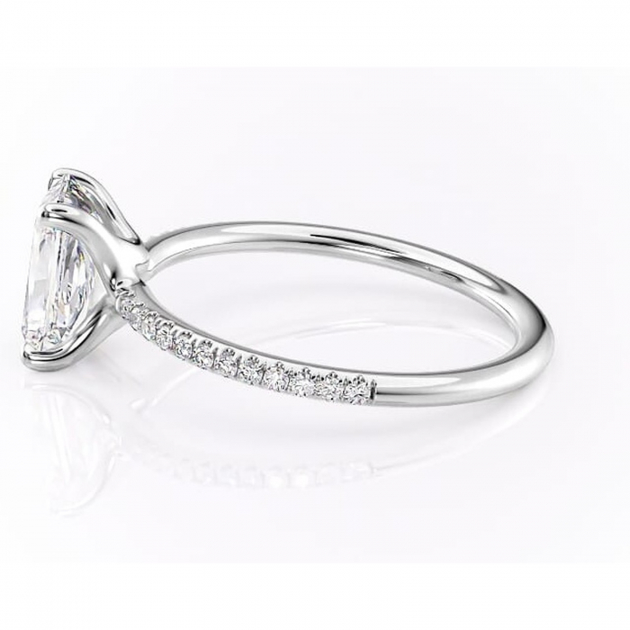 Inel de logodnă Adelaide din aur Alb 14kt cu moissanite tăietură radiantă – Montură pavé rafinată pentru profil jos | Personalizează și configurează gratuit online [6]