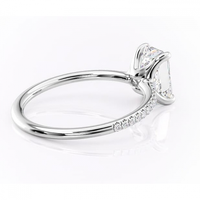 Inel de logodnă Adelaide din aur Alb 14kt cu moissanite tăietură radiantă – Montură pavé rafinată pentru profil jos | Personalizează și configurează gratuit online [3]