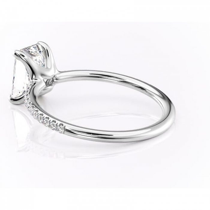 Inel de logodnă Adelaide din aur Alb 14kt cu moissanite tăietură radiantă – Montură pavé rafinată pentru profil jos | Personalizează și configurează gratuit online [5]