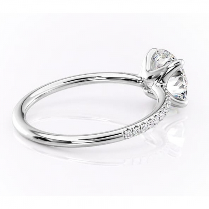 Inel de logodnă Adelaide din aur Alb 14kt cu moissanite tăietură rotundă – Montură pavé rafinată pentru profil jos | Personalizează și configurează gratuit online [3]