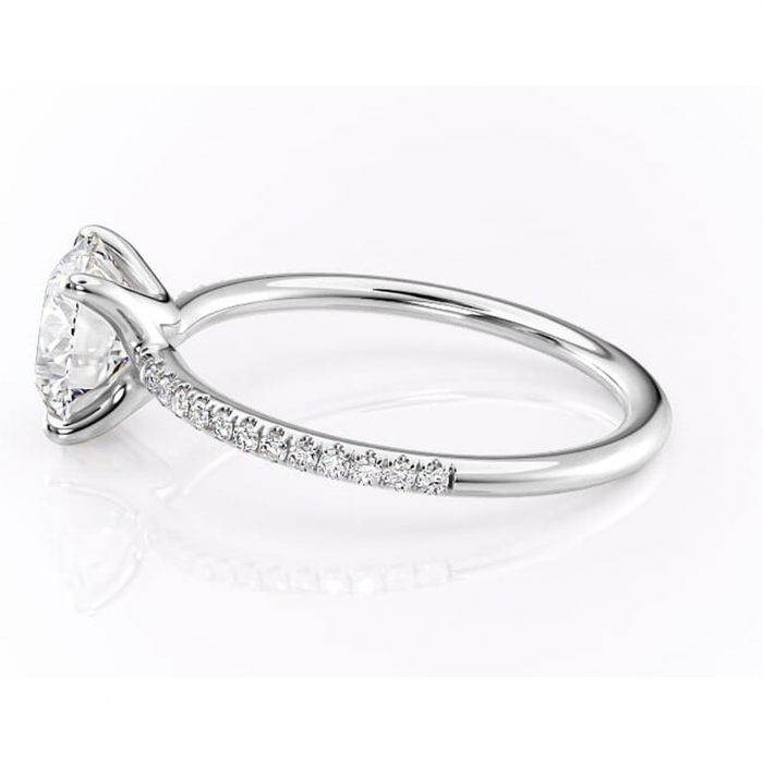 Inel de logodnă Adelaide din aur Alb 14kt cu moissanite tăietură rotundă – Montură pavé rafinată pentru profil jos | Personalizează și configurează gratuit online [6]