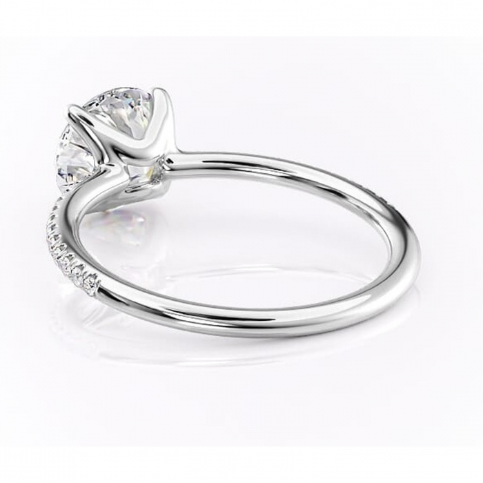 Inel de logodnă Adelaide din aur Alb 14kt cu moissanite tăietură rotundă – Montură pavé rafinată pentru profil jos | Personalizează și configurează gratuit online [4]