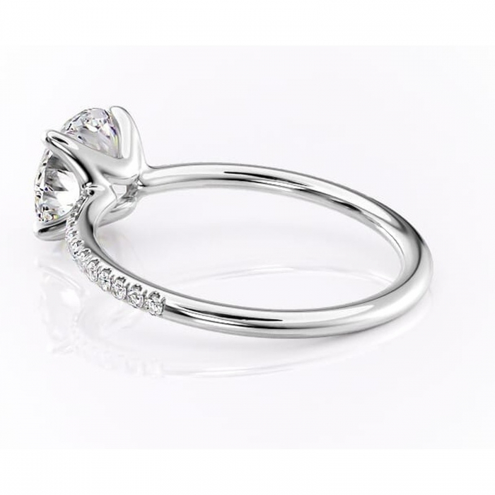 Inel de logodnă Adelaide din aur Alb 14kt cu moissanite tăietură rotundă – Montură pavé rafinată pentru profil jos | Personalizează și configurează gratuit online [5]