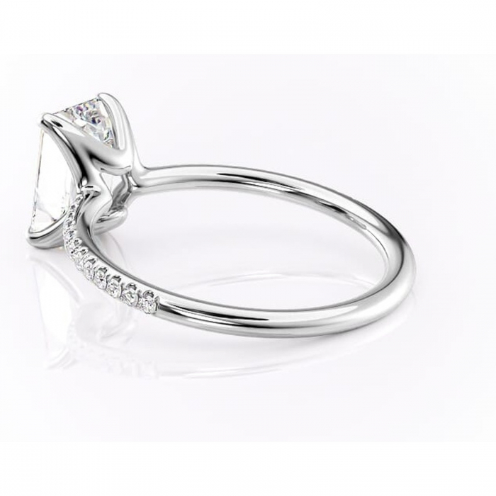 Inel de logodnă Adelaide din aur Alb 14kt cu moissanite tăietură smarald – Montură pavé rafinată pentru profil jos | Personalizează și configurează gratuit online [5]