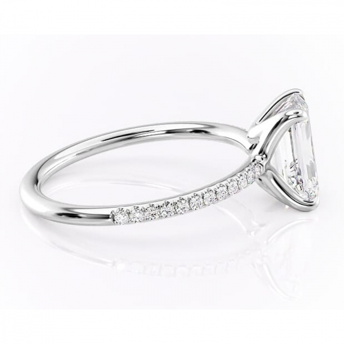 Inel de logodnă Adelaide din aur Alb 14kt cu moissanite tăietură smarald – Montură pavé rafinată pentru profil jos | Personalizează și configurează gratuit online [2]
