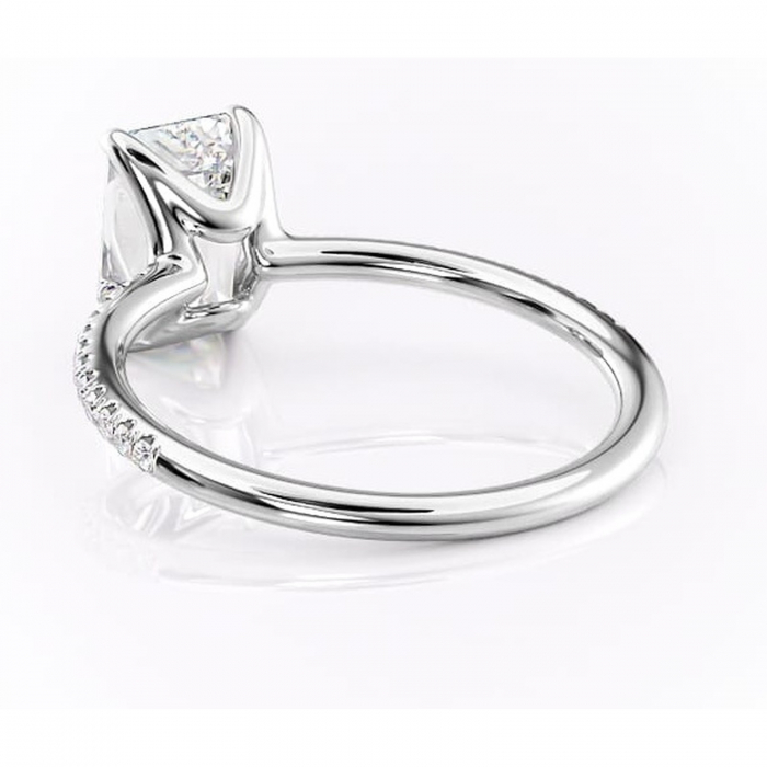 Inel de logodnă Adelaide din aur Alb 14kt cu moissanite tăietură smarald – Montură pavé rafinată pentru profil jos | Personalizează și configurează gratuit online [4]