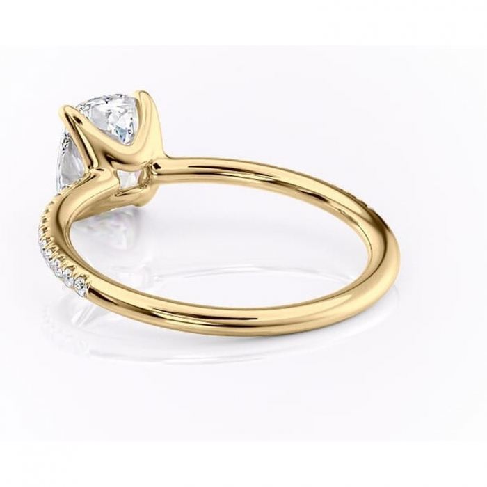Inel de logodnă Adelaide din aur Galben 14kt cu moissanite tăietură pernă – Montură pavé rafinată pentru profil jos | Personalizează și configurează gratuit online [4]