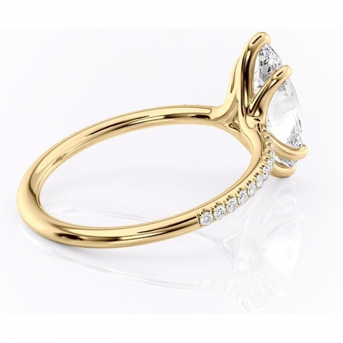 Inel de logodnă Adelaide din aur Galben 14kt cu moissanite tăietură marquise – Montură pavé rafinată pentru profil jos | Personalizează și configurează gratuit online [3]