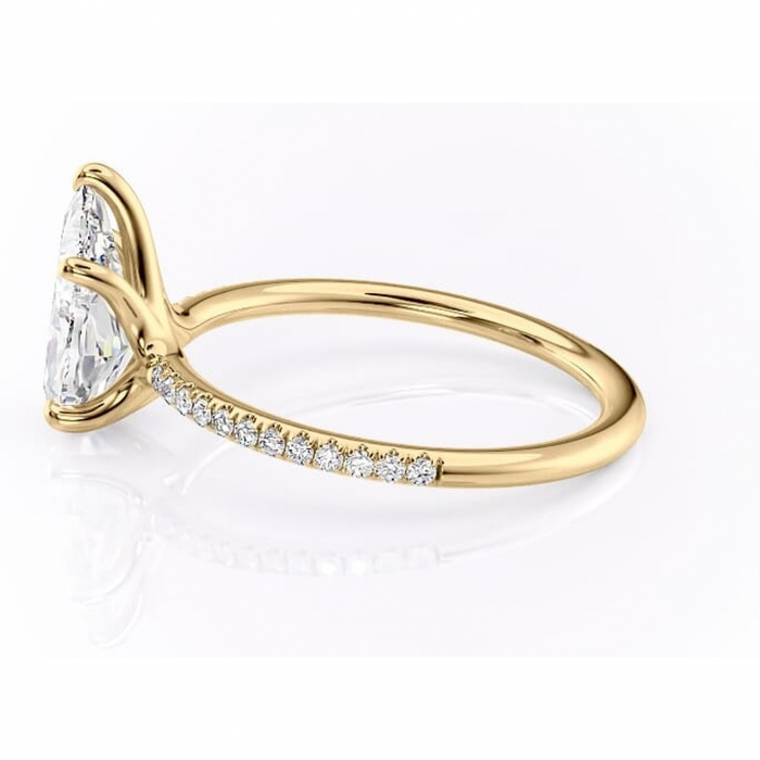 Inel de logodnă Adelaide din aur Galben 14kt cu moissanite tăietură pară – Montură pavé rafinată pentru profil jos | Personalizează și configurează gratuit online [6]