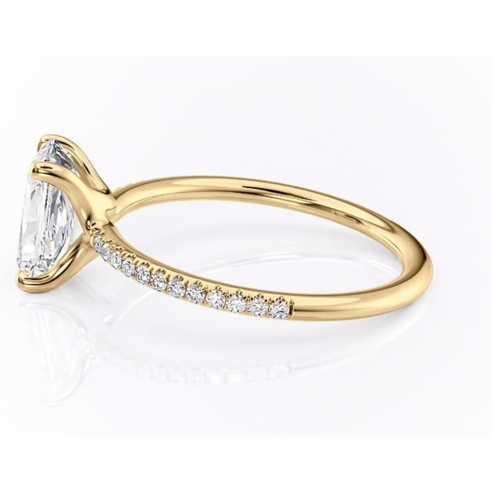 Inel de logodnă Adelaide din aur Galben 18kt cu moissanite tăietură radiantă – Montură pavé rafinată pentru profil jos | Personalizează și configurează gratuit online [6]