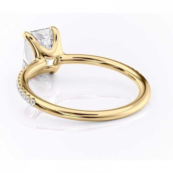 Inel de logodnă Adelaide din aur Galben 18kt cu moissanite tăietură radiantă – Montură pavé rafinată pentru profil jos | Personalizează și configurează gratuit online [4]