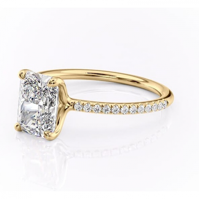 Inel de logodnă Adelaide din aur Galben 18kt cu moissanite tăietură radiantă – Montură pavé rafinată pentru profil jos | Personalizează și configurează gratuit online [7]