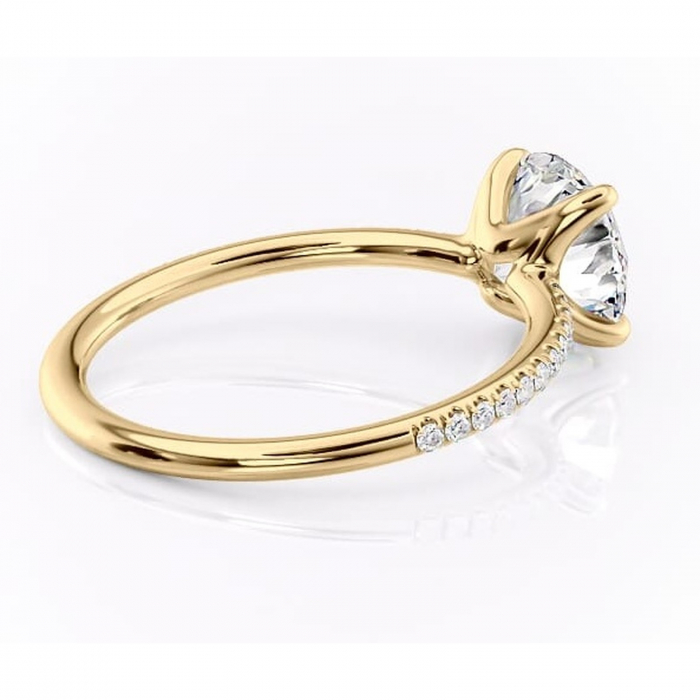 Inel de logodnă Adelaide din aur Galben 14kt cu moissanite tăietură rotundă – Montură pavé rafinată pentru profil jos | Personalizează și configurează gratuit online [3]