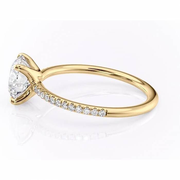 Inel de logodnă Adelaide din aur Galben 14kt cu moissanite tăietură rotundă – Montură pavé rafinată pentru profil jos | Personalizează și configurează gratuit online [6]