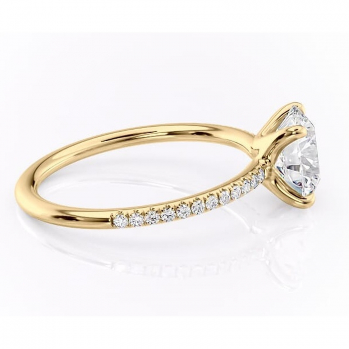 Inel de logodnă Adelaide din aur Galben 14kt cu moissanite tăietură rotundă – Montură pavé rafinată pentru profil jos | Personalizează și configurează gratuit online [2]