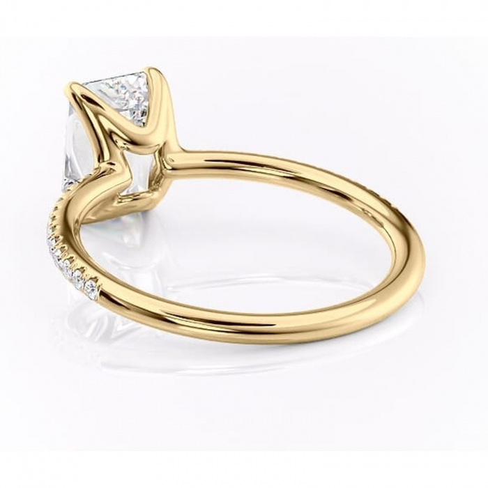 Inel de logodnă Adelaide din aur Galben 14kt cu moissanite tăietură smarald – Montură pavé rafinată pentru profil jos | Personalizează și configurează gratuit online [4]