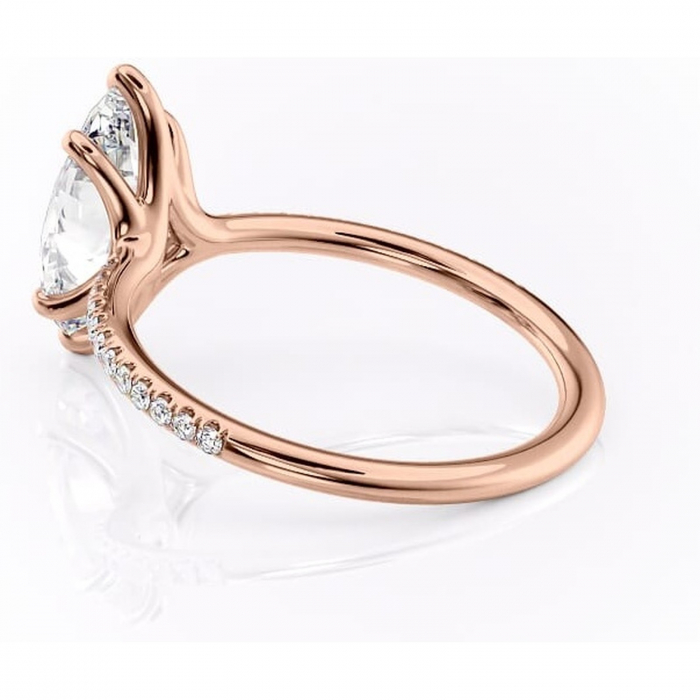Inel de logodnă Adelaide din aur Rose 18kt cu moissanite tăietură marquise – Montură pavé rafinată pentru profil jos | Personalizează și configurează gratuit online [5]