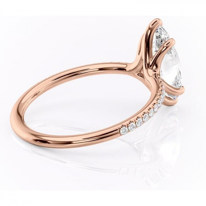 Inel de logodnă Adelaide din aur Rose 18kt cu moissanite tăietură marquise – Montură pavé rafinată pentru profil jos | Personalizează și configurează gratuit online [3]