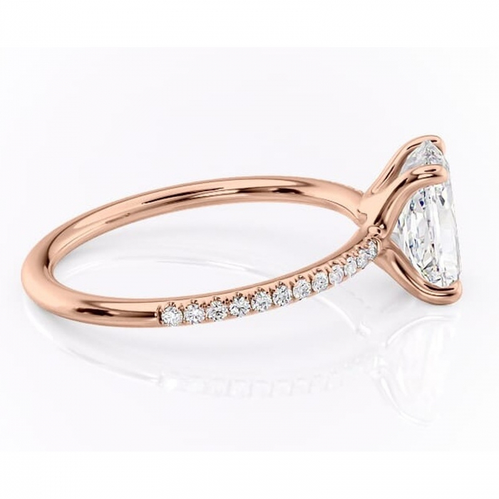 Inel de logodnă Adelaide din aur Rose 14kt cu moissanite tăietură radiantă – Montură pavé rafinată pentru profil jos | Personalizează și configurează gratuit online [2]