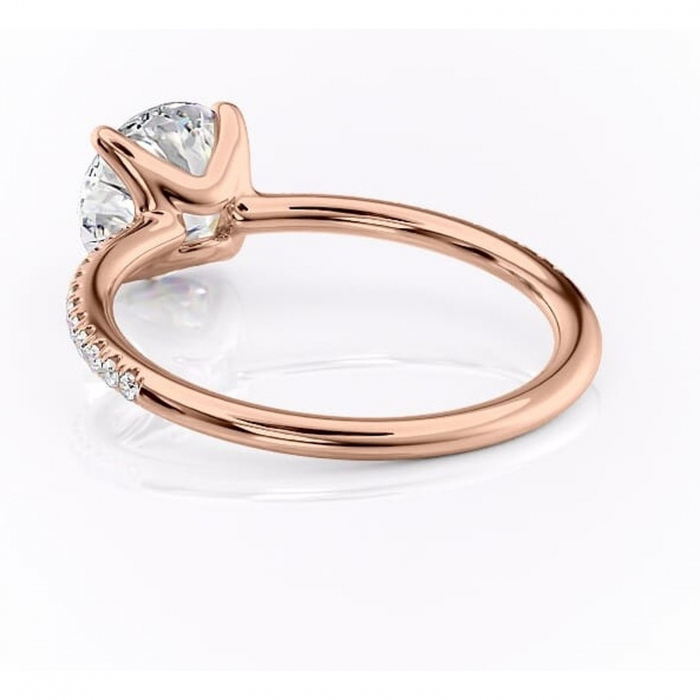 Inel de logodnă Adelaide din aur Rose 14kt cu moissanite tăietură rotundă – Montură pavé rafinată pentru profil jos | Personalizează și configurează gratuit online [4]