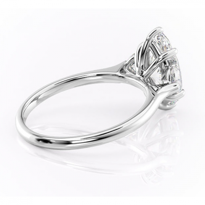 Inel de logodnă Aislyn din aur Alb 14kt cu moissanite tăietură marquise – Montură cu trei pietre rafinată pentru profil înalt | Personalizează și configurează gratuit online [3]