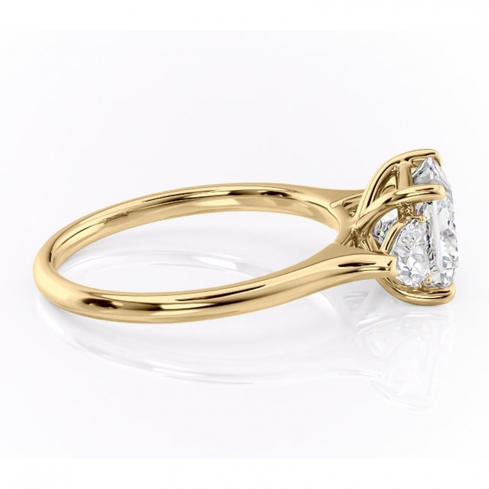 Inel de logodnă Aislyn din aur Galben 14kt cu moissanite tăietură princess – Montură cu trei pietre rafinată pentru profil înalt | Personalizează și configurează gratuit online [2]