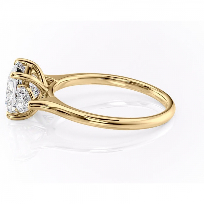 Inel de logodnă Aislyn din aur Galben 14kt cu moissanite tăietură princess – Montură cu trei pietre rafinată pentru profil înalt | Personalizează și configurează gratuit online [6]