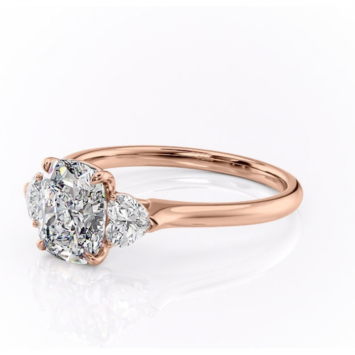 Inel de logodnă Aislyn din aur Rose 14kt cu moissanite tăietură asscher – Montură cu trei pietre rafinată pentru profil înalt | Personalizează și configurează gratuit online [7]