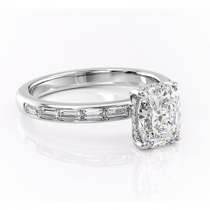 Inel de logodnă Alexandra din aur Alb 14kt cu moissanite tăietură asscher – Montură cu canal rafinată pentru profil înalt | Personalizează și configurează gratuit online [1]