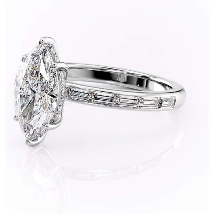 Inel de logodnă Alexandra din aur Alb 14kt cu moissanite tăietură marquise – Montură cu canal rafinată pentru profil înalt | Personalizează și configurează gratuit online [7]