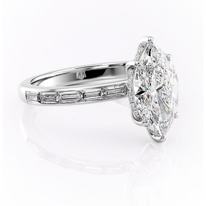 Inel de logodnă Alexandra din aur Alb 14kt cu moissanite tăietură marquise – Montură cu canal rafinată pentru profil înalt | Personalizează și configurează gratuit online [1]