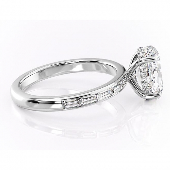 Inel de logodnă Alexandra din aur Alb 14kt cu moissanite tăietură ovală – Montură cu canal rafinată pentru profil înalt | Personalizează și configurează gratuit online [2]