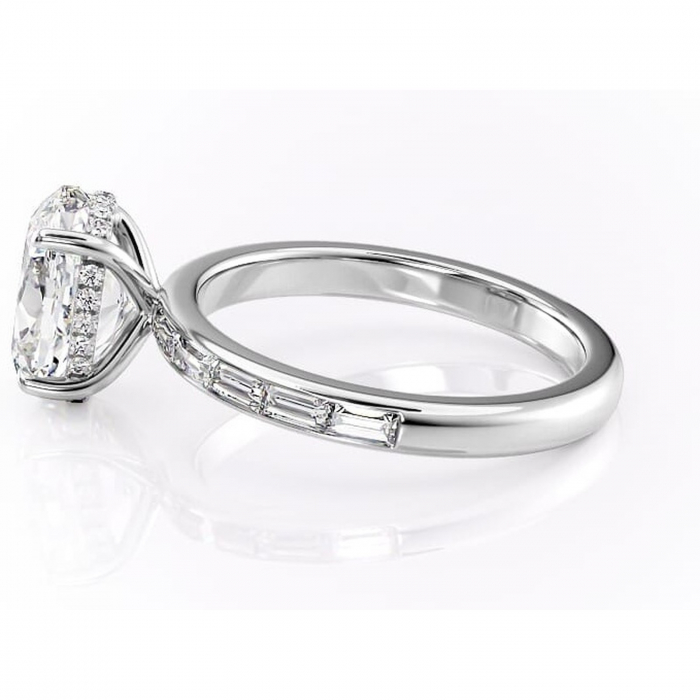 Inel de logodnă Alexandra din aur Alb 14kt cu moissanite tăietură ovală – Montură cu canal rafinată pentru profil înalt | Personalizează și configurează gratuit online [6]