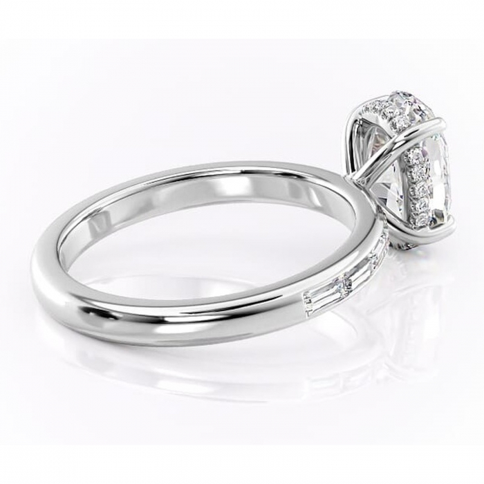 Inel de logodnă Alexandra din aur Alb 14kt cu moissanite tăietură ovală – Montură cu canal rafinată pentru profil înalt | Personalizează și configurează gratuit online [3]