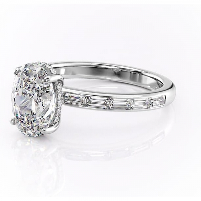 Inel de logodnă Alexandra din aur Alb 14kt cu moissanite tăietură ovală – Montură cu canal rafinată pentru profil înalt | Personalizează și configurează gratuit online [7]