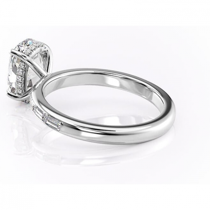 Inel de logodnă Alexandra din aur Alb 14kt cu moissanite tăietură ovală – Montură cu canal rafinată pentru profil înalt | Personalizează și configurează gratuit online [5]