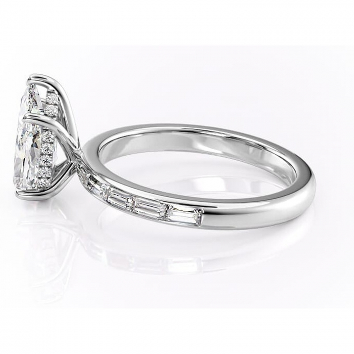 Inel de logodnă Alexandra din aur Alb 14kt cu moissanite tăietură pară – Montură cu canal rafinată pentru profil înalt | Personalizează și configurează gratuit online [6]