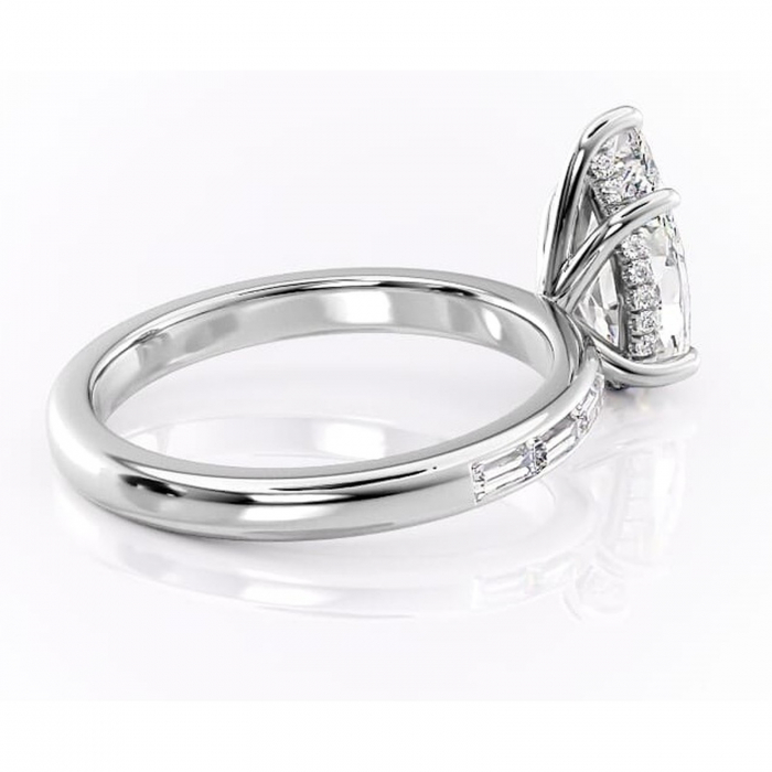 Inel de logodnă Alexandra din aur Alb 14kt cu moissanite tăietură pară – Montură cu canal rafinată pentru profil înalt | Personalizează și configurează gratuit online [3]