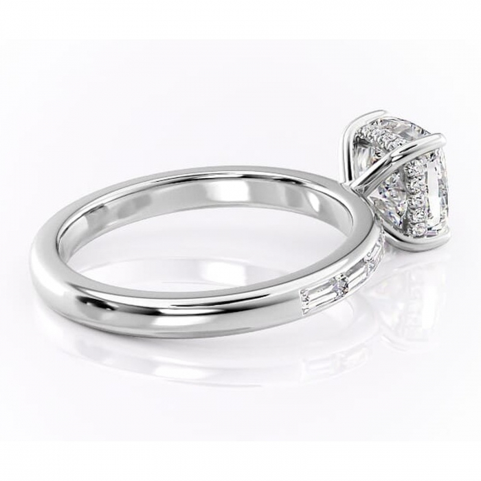 Inel de logodnă Alexandra din aur Alb 14kt cu moissanite tăietură pernă – Montură cu canal rafinată pentru profil înalt | Personalizează și configurează gratuit online [3]