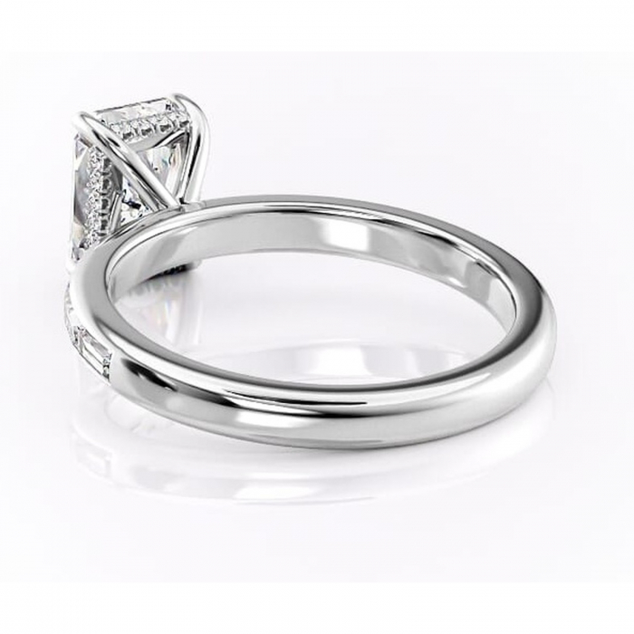 Inel de logodnă Alexandra din aur Alb 14kt cu moissanite tăietură radiantă – Montură cu canal rafinată pentru profil înalt | Personalizează și configurează gratuit online [4]