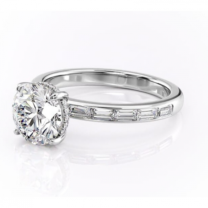 Inel de logodnă Alexandra din aur Alb 14kt cu moissanite tăietură rotundă – Montură cu canal rafinată pentru profil înalt | Personalizează și configurează gratuit online [7]