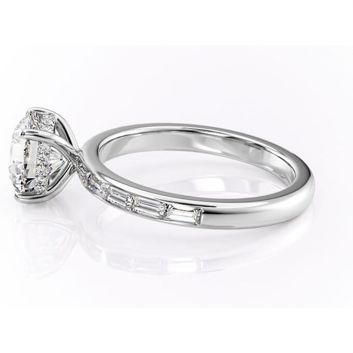 Inel de logodnă Alexandra din aur Alb 14kt cu moissanite tăietură rotundă – Montură cu canal rafinată pentru profil înalt | Personalizează și configurează gratuit online [6]